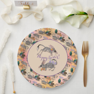 Easter Bilby & Australian Flowers Happy Easter Paper Plate