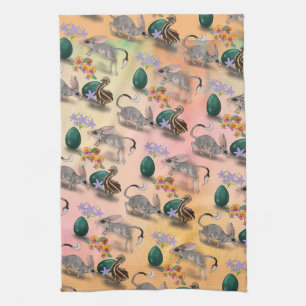 Easter Bilby & Australian Flowers Tea Towel