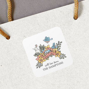 Easter Birds and Bunny Gift Label