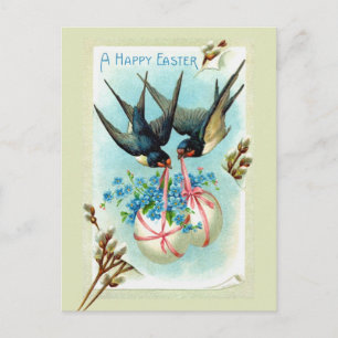 Easter birds holiday postcard