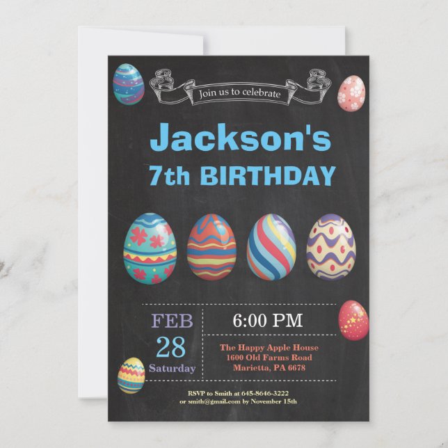 Easter birthday Boy Easter Egg Birthday Invitation (Front)