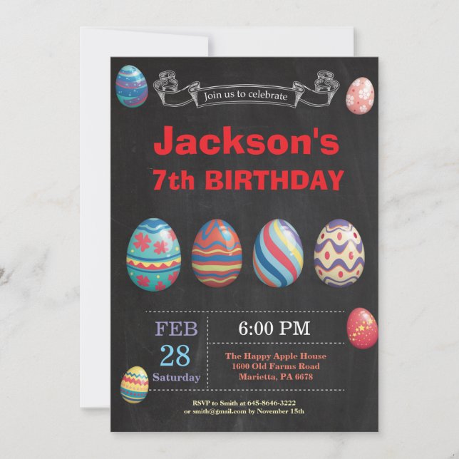 Easter birthday Boy Easter Egg Birthday Invitation (Front)