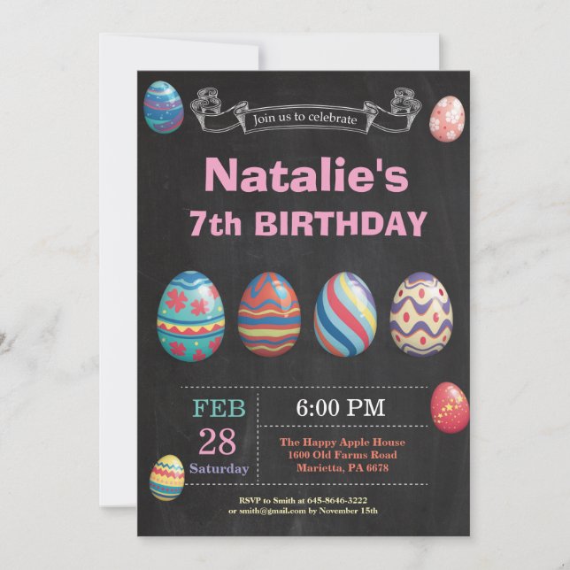 Easter birthday Girl Easter Egg Birthday Invitation (Front)