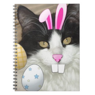 Easter Black and White Kitty Cat Spiral Notebook