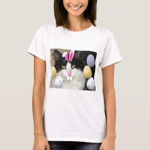 Easter Black and White Kitty Cat T-Shirt