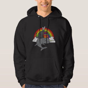 Easter Black Cat Bunny On Narwhal Rainbow Boys Gir Hoodie