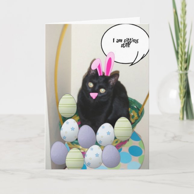 Easter Black Cat Holiday Card (Front)