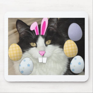 Easter Black & White Cat Mouse Pad