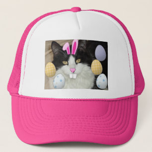 Easter Black & White Cat Trucker Hat