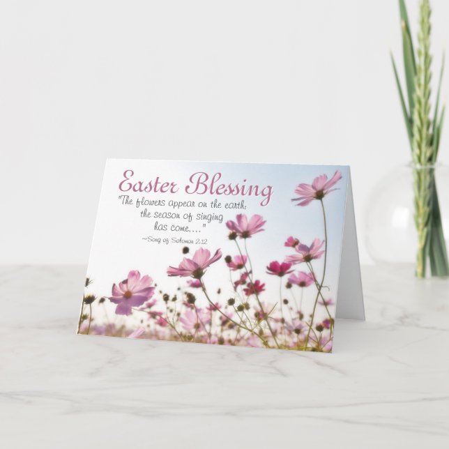 Easter Blessing Inspirational Bible Verse Holiday Card (Front)