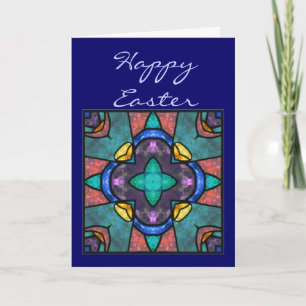 Easter Blessing Stained Glass Cross Holiday Card