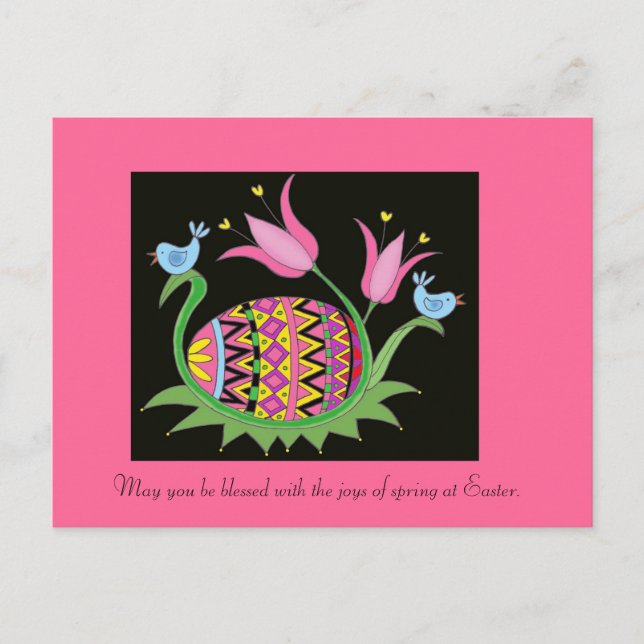 Easter Blessing Ukrainian Easter Egg Folk Art Holiday Postcard (Front)