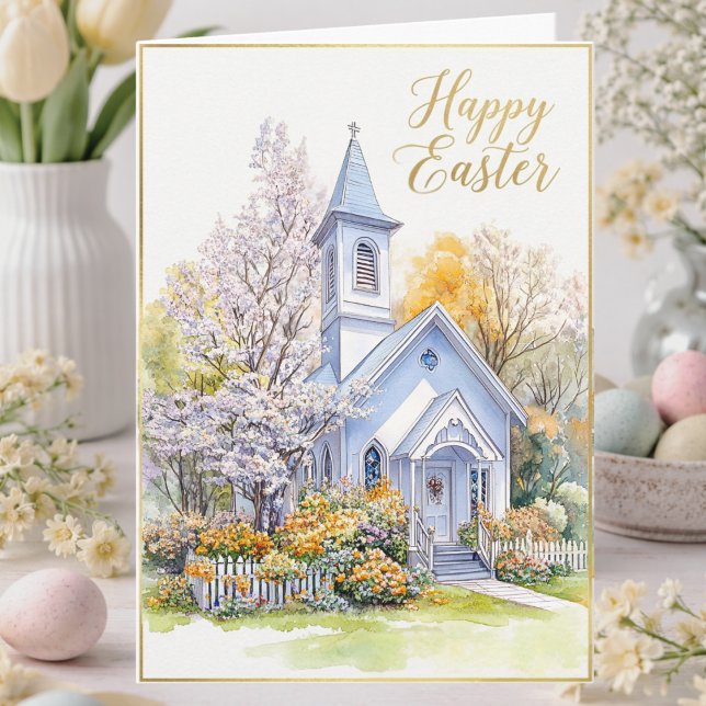 Easter Blessing Watercolor Spring Church Floral Card (Creator Uploaded)