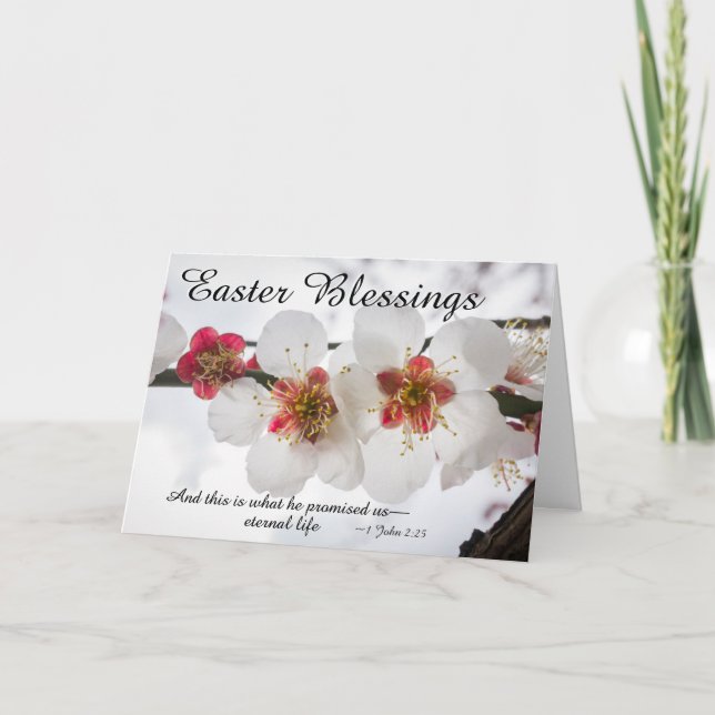 Easter Blessings 1 John 2:25 Bible Verse Holiday Card (Front)