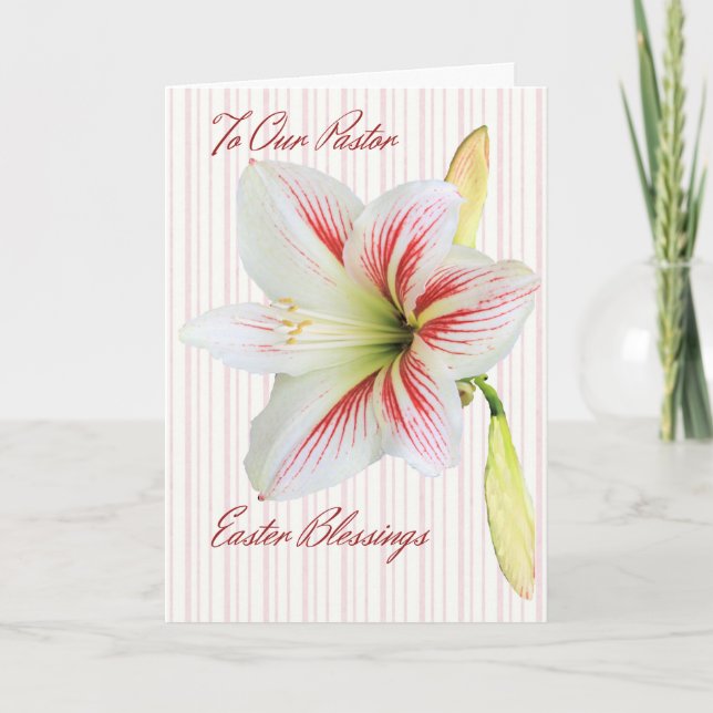 Easter Blessings Card for Pastor with Lily (Front)