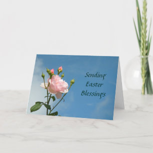 Easter Blessings Card with Pink Rose