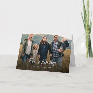 Easter Blessings Christian Family Photo Modern Card