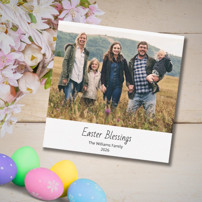 Easter Blessings Christian Family Photo Modern Holiday Card (Creator Uploaded)