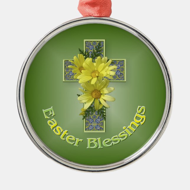 Easter Blessings Cross Metal Tree Decoration (Front)