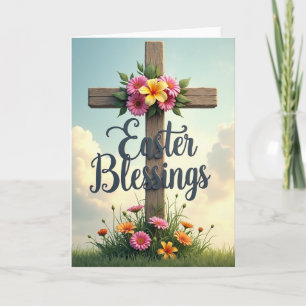 Easter Blessings Floral Cross Card