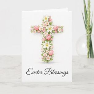 Easter Blessings Floral Cross Christian Easter Car Card
