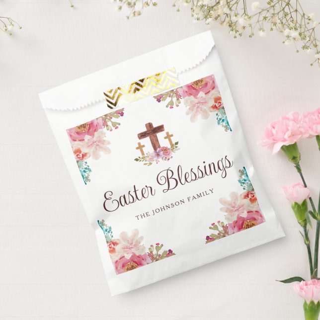 Easter Blessings Floral Cross  Favour Bags (Sealed)