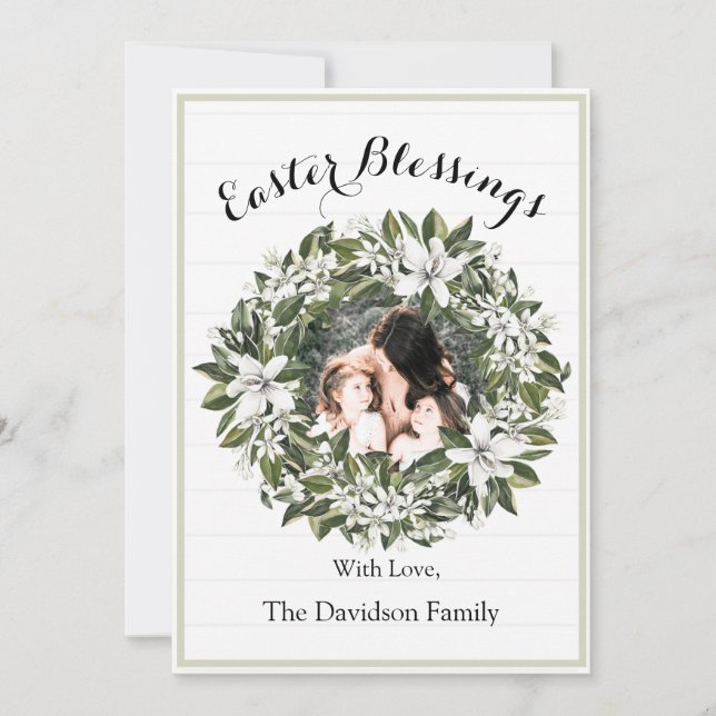 Easter Blessings Floral Photo Card (Front)