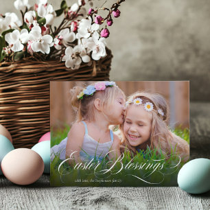 Easter Blessings Floral Photo  Holiday Card