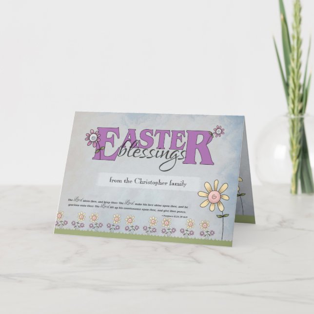 Easter Blessings flowers with scripture Holiday Card (Front)