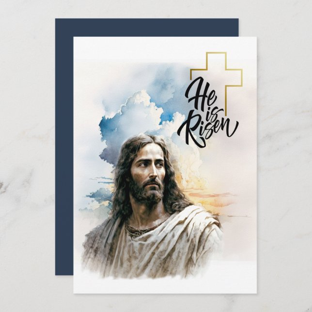 Easter Blessings. Jesus Christ Painting Holiday Card (Front/Back)