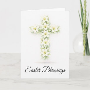 Easter Blessings Lily Cross Christian Easter Card