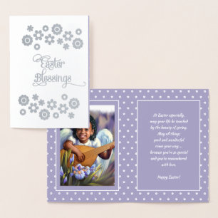 Easter Blessings. Little African American Angel Foil Card