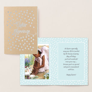 Easter Blessings. Little African American Angel Foil Card