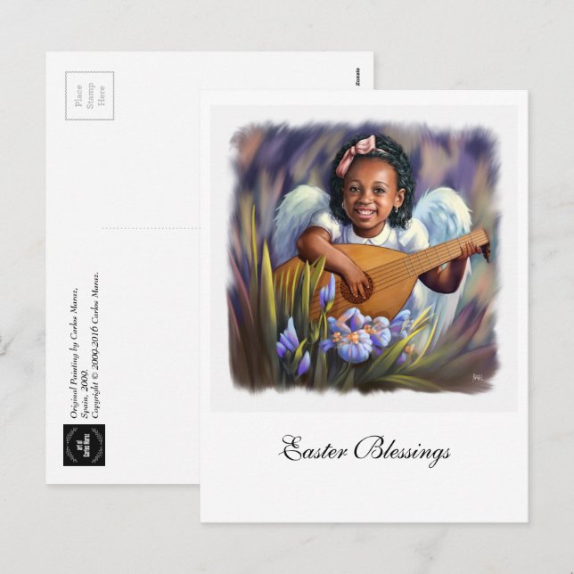 Easter Blessings. Little African American Angel  Holiday Postcard (Front/Back)