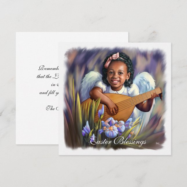 Easter Blessings. Little Afro Angel Flat Cards (Front/Back)