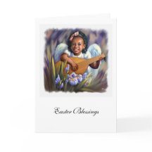Easter Blessings. Little Afro Angel Greeting Cards