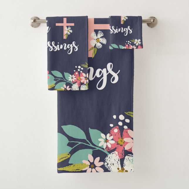 Easter Blessings of Risen Christ Flowers Bath Towel Set (Insitu)