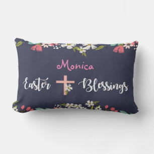 Easter Blessings of Risen Christ Flowers Lumbar Cushion