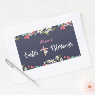 Easter Blessings of Risen Christ Flowers Rectangular Sticker