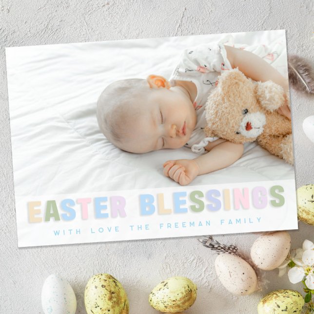Easter Blessings Pastel Photo Card – Custom Family (Creator Uploaded)