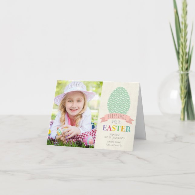 Easter Blessings Photo Greeting Card (Front)