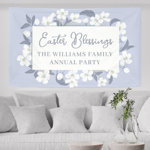 Easter Blessings Pretty Purple Floral Personalised Banner