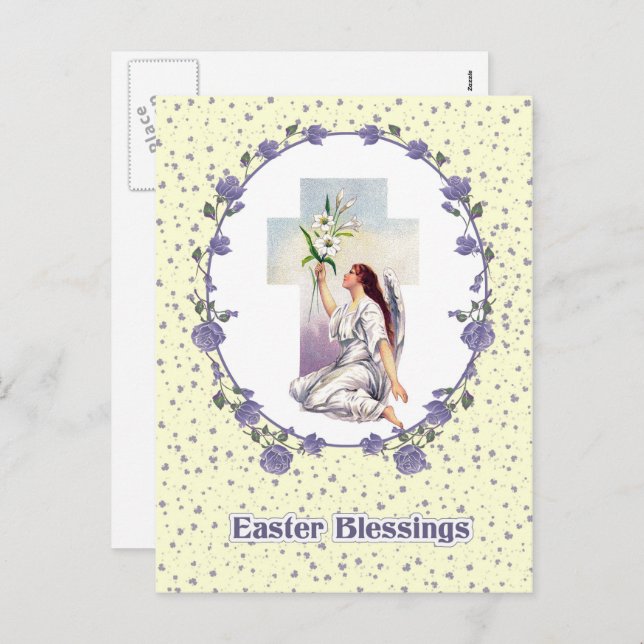 Easter Blessings. Religious Easter Holiday Postcard (Front/Back)