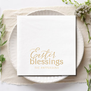 Easter Blessings Script Typography Religious Name Foil Napkins