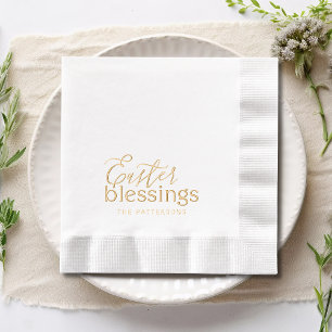 Easter Blessings Script Typography Religious Name Foil Napkins