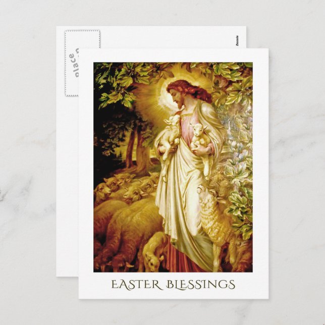 Easter Blessings. The Good Shepherd Painting Holiday Postcard (Front/Back)