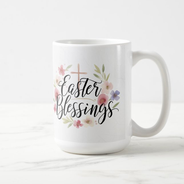 Easter Blessings Typography Mug – Elegant Spring (Right)