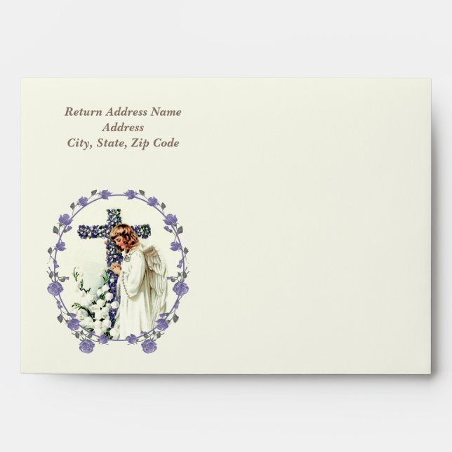Easter Blessings. Vintage Praying Angel  Envelopes (Front)