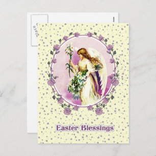 Easter Blessings Vintage Praying Angel  Holiday Postcard