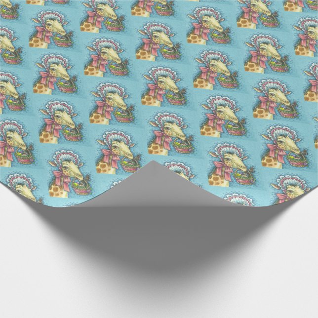 EASTER BONNET GIRAFFE, HOLIDIDAY WRAPPING PAPER (Corner)